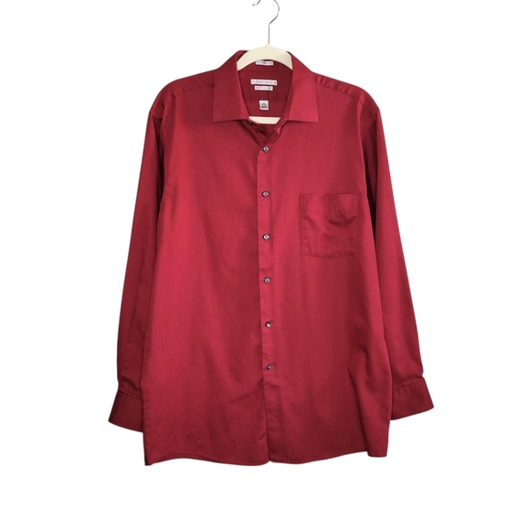 Van Heusen Men's Dress Shirts Red & Black Size 16 32/33 Regular Fit Long Sleeve - Picture 2 of 9